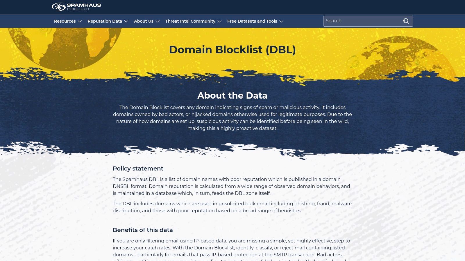 Spamhaus Domain Blocklist (DBL)