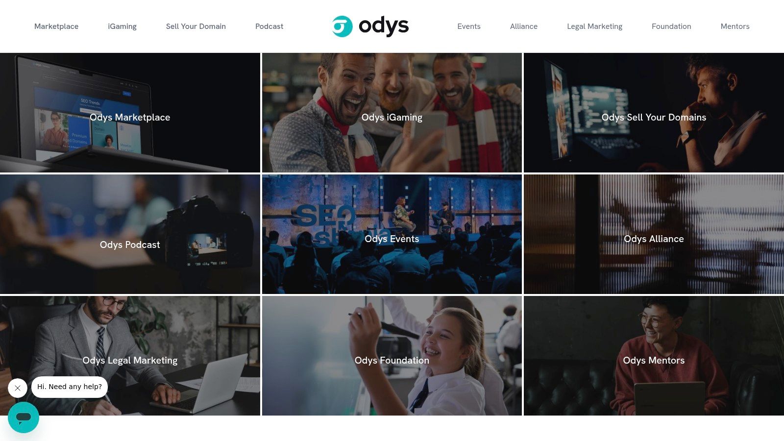 A screenshot of the Odys Global website showing the dashboard for finding aged games domain names.
