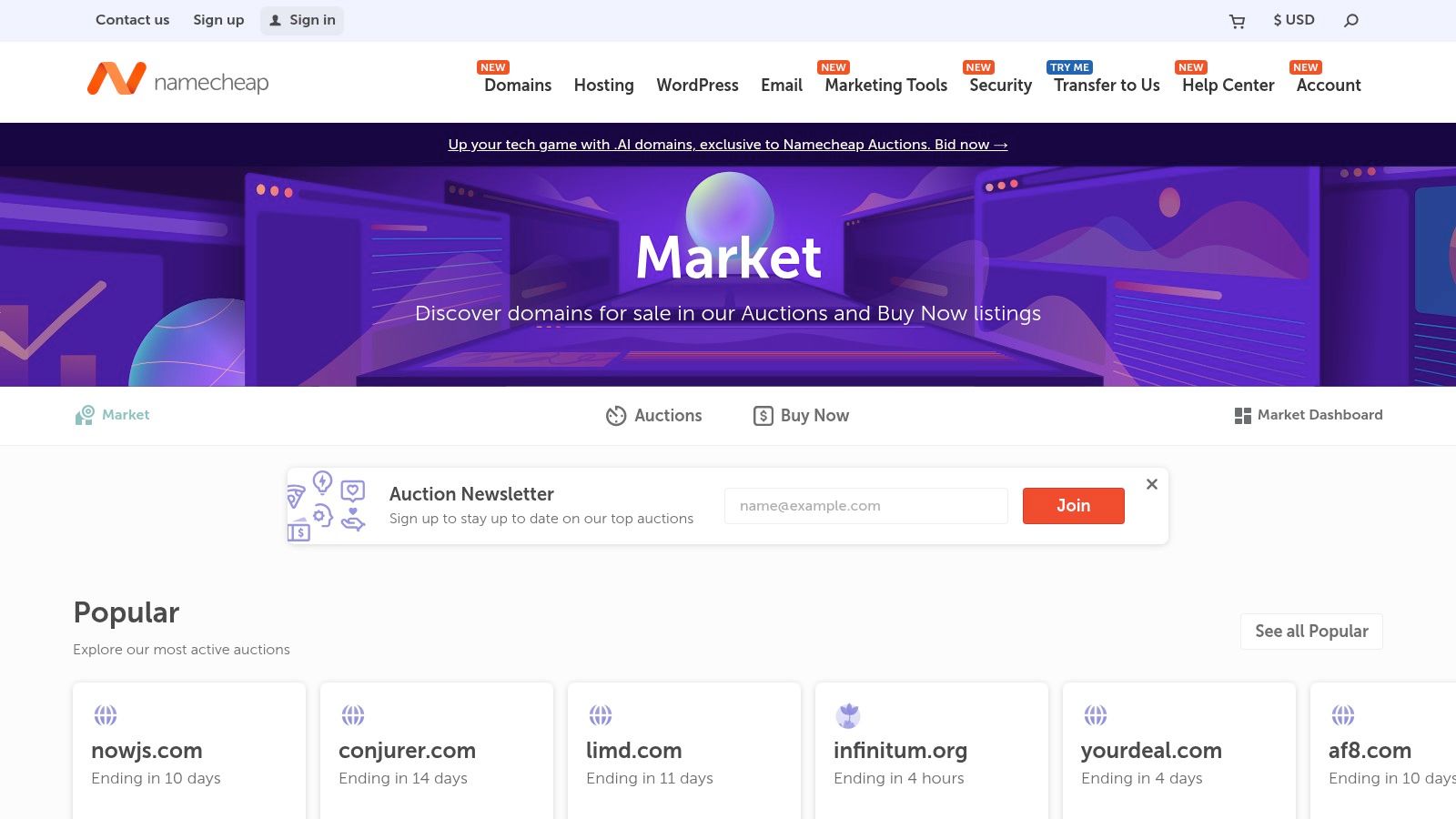 Namecheap Market