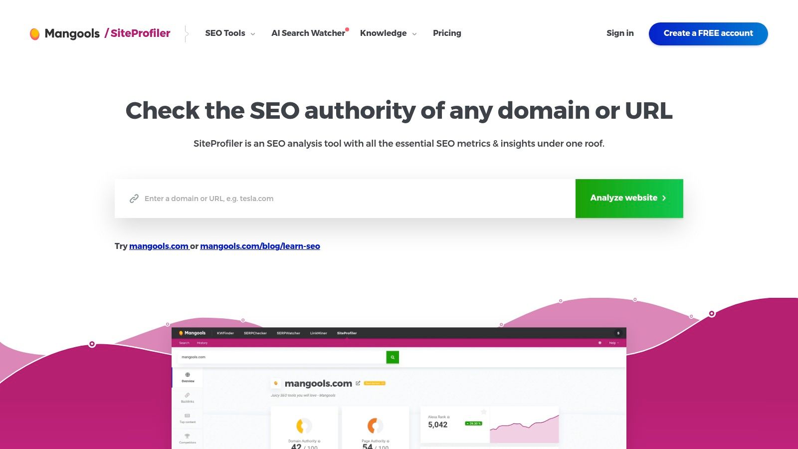 Mangools - SiteProfiler