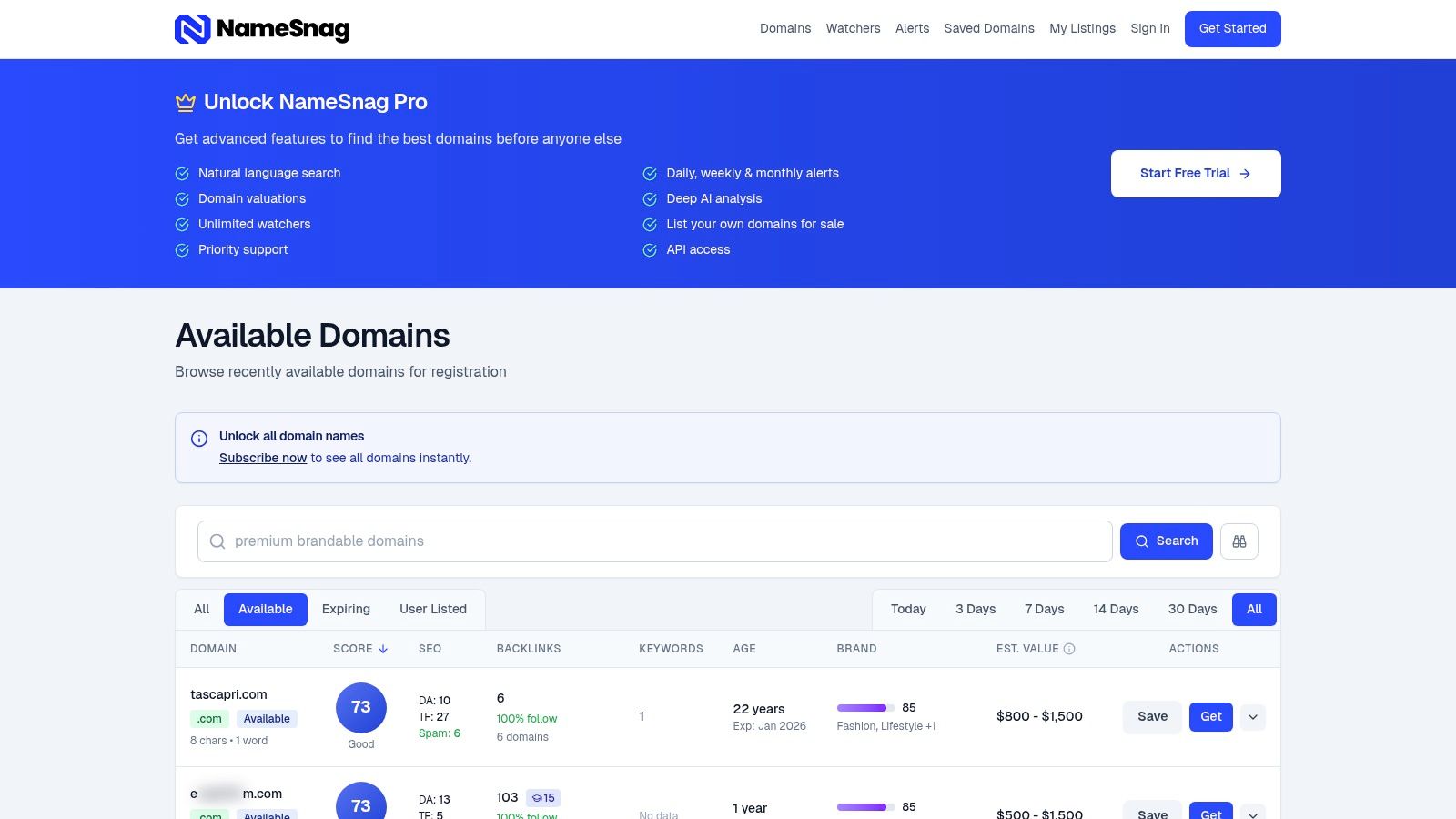 Screenshot from https://namesnag.com/domains?filter=available