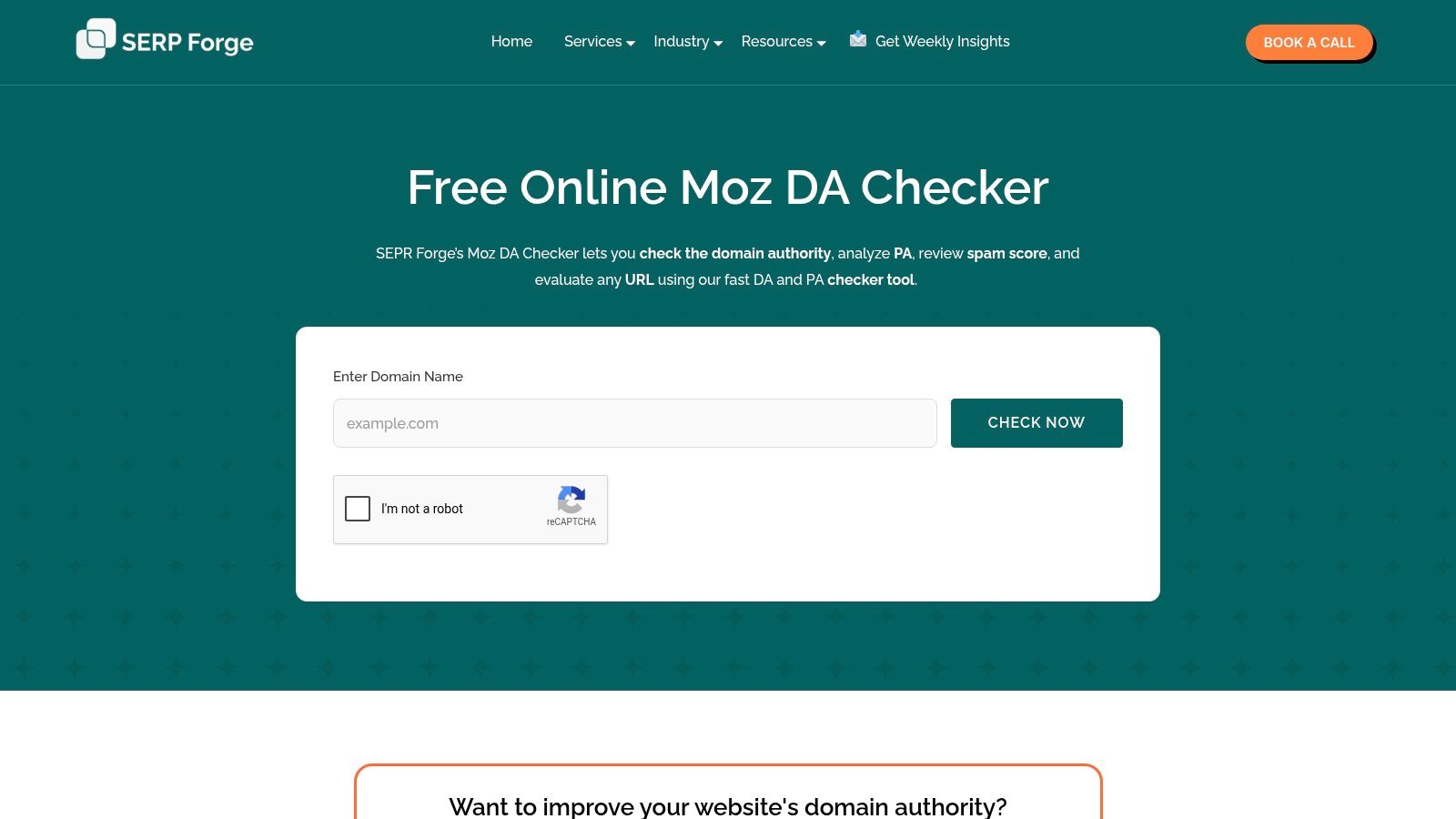 SERP Forge, Free Moz DA Checker