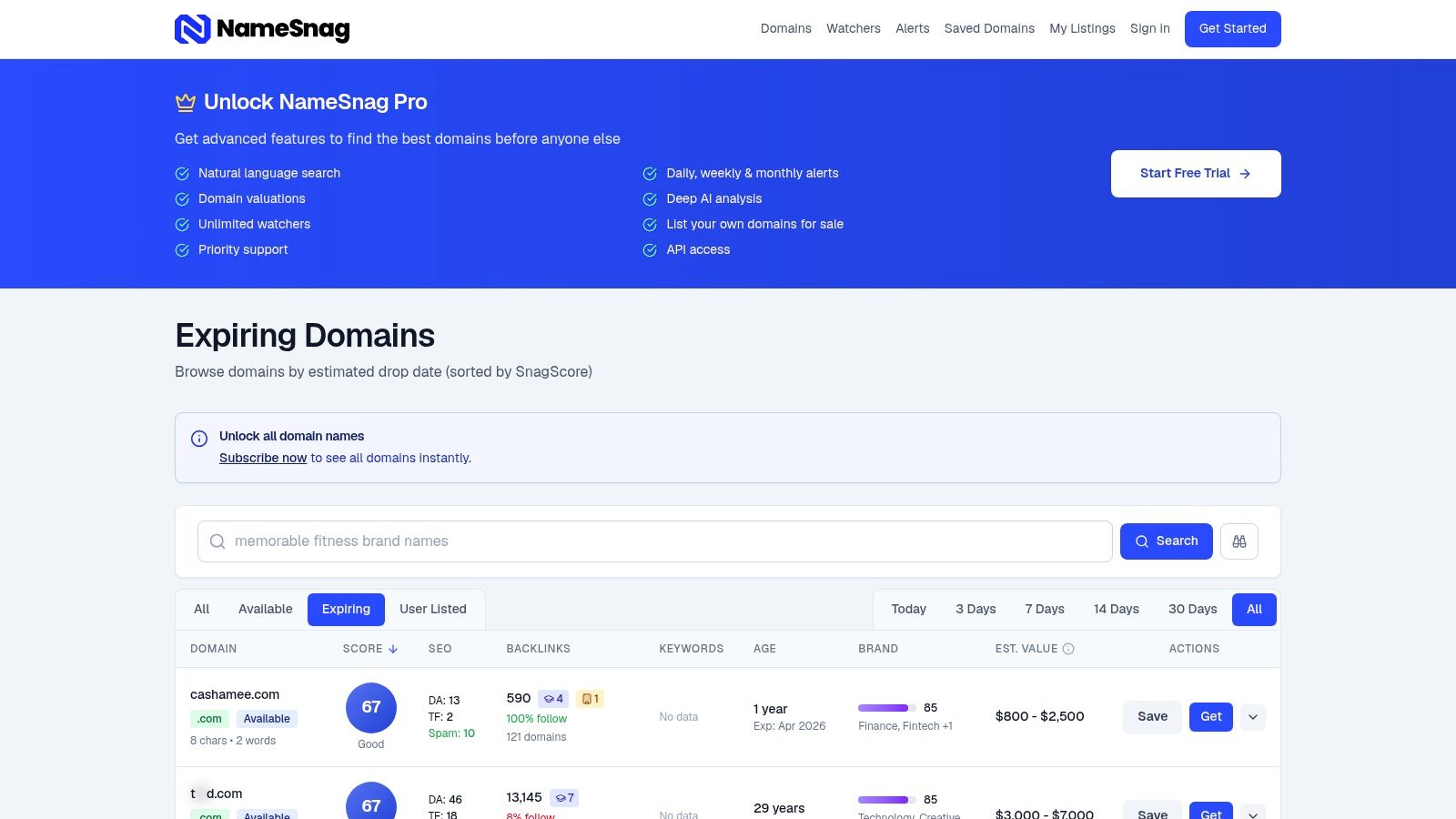 Screenshot from https://namesnag.com/domains?filter=expiring
